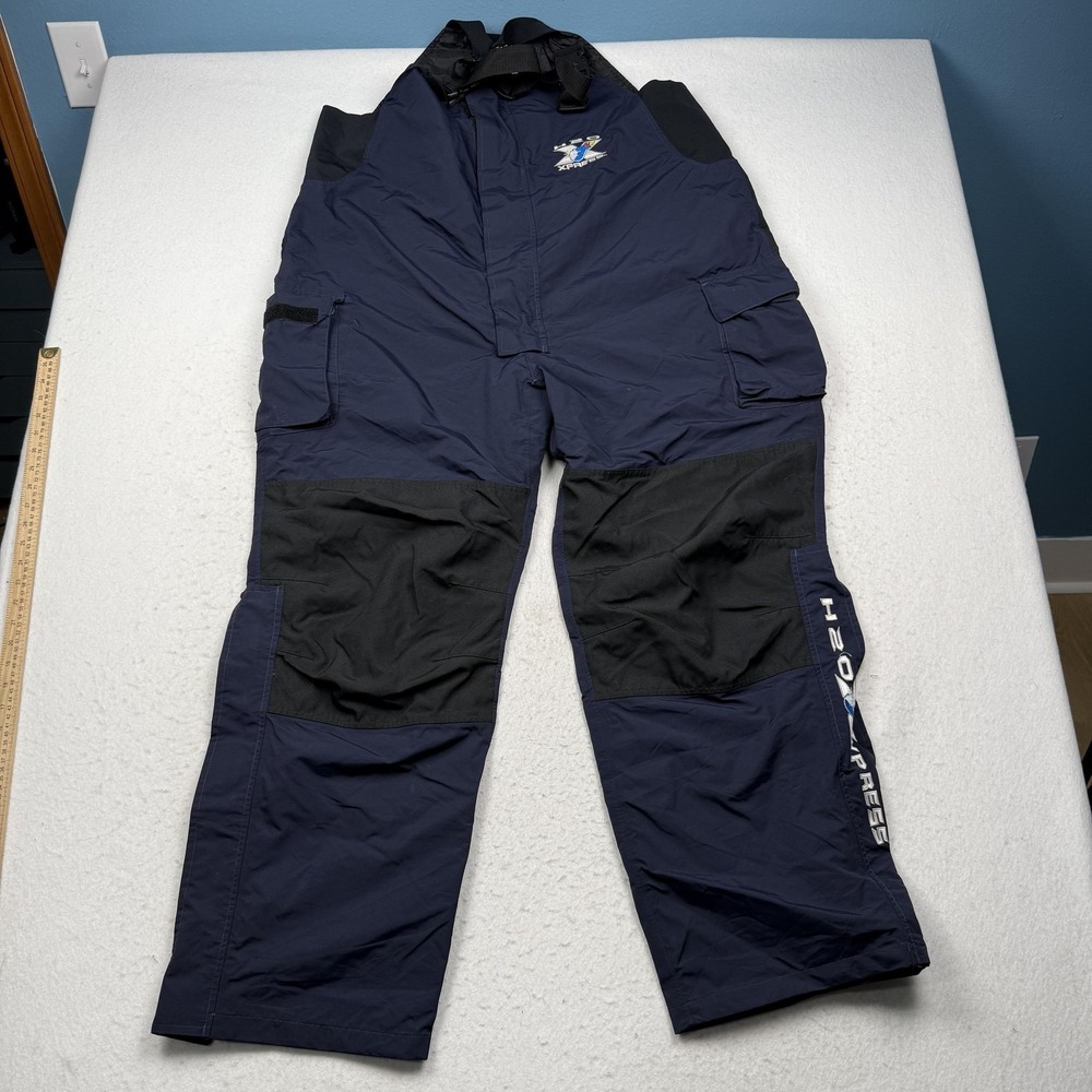 H2O XPRESS Overalls Mens 2XL Blue Bib Lined Fishing Cargo Pockets Winter - Picture 1 of 10
